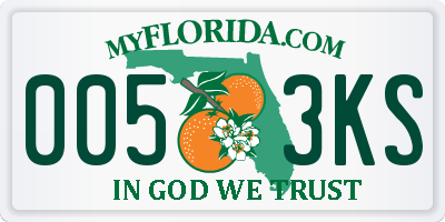 FL license plate 0053KS