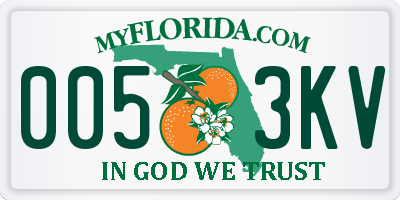 FL license plate 0053KV