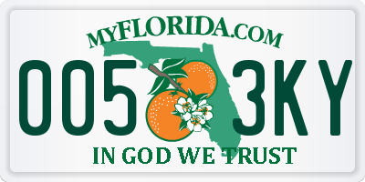 FL license plate 0053KY