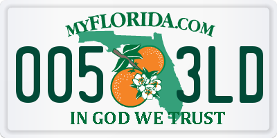 FL license plate 0053LD