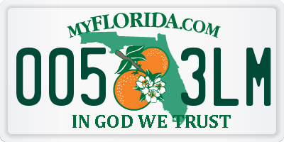 FL license plate 0053LM
