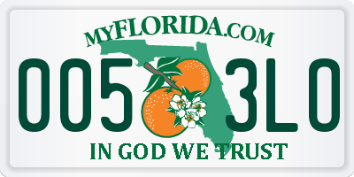 FL license plate 0053LO