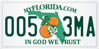 FL license plate 0053MA