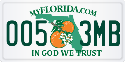 FL license plate 0053MB