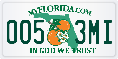 FL license plate 0053MI