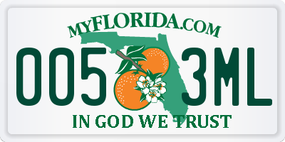 FL license plate 0053ML