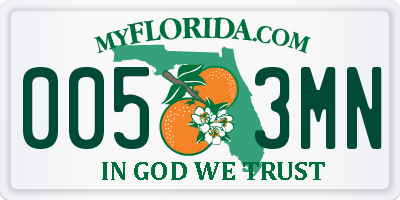 FL license plate 0053MN