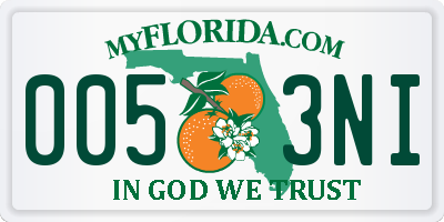 FL license plate 0053NI