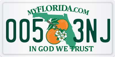 FL license plate 0053NJ