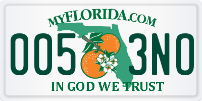 FL license plate 0053NO