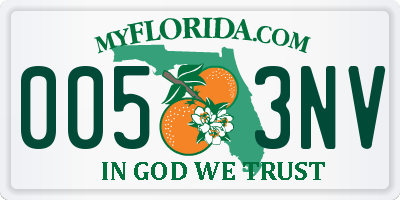 FL license plate 0053NV