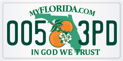 FL license plate 0053PD
