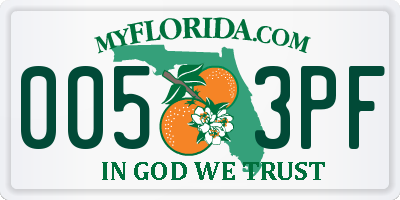 FL license plate 0053PF