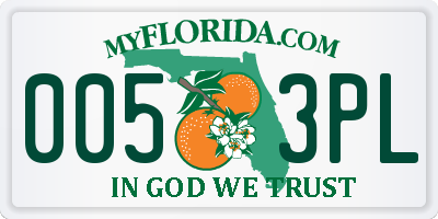 FL license plate 0053PL