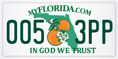 FL license plate 0053PP