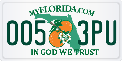 FL license plate 0053PU