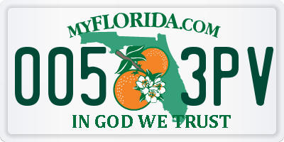 FL license plate 0053PV