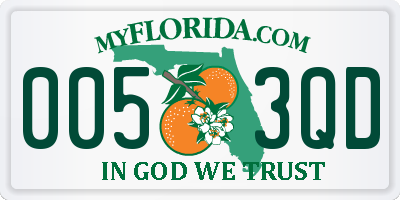 FL license plate 0053QD