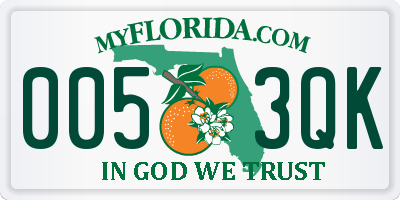 FL license plate 0053QK