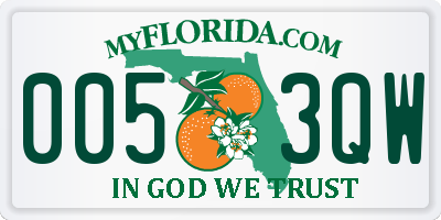 FL license plate 0053QW