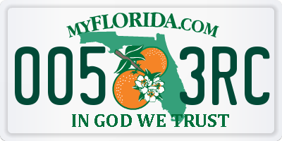 FL license plate 0053RC