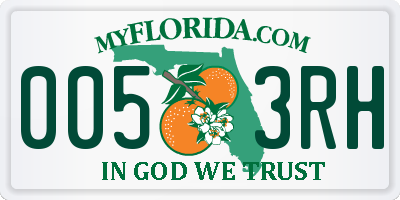 FL license plate 0053RH