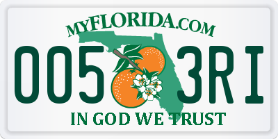 FL license plate 0053RI