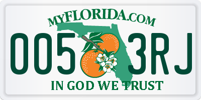 FL license plate 0053RJ