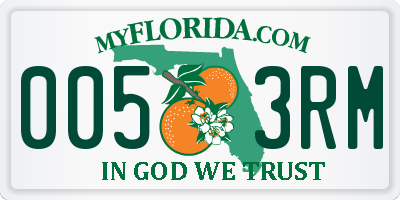 FL license plate 0053RM