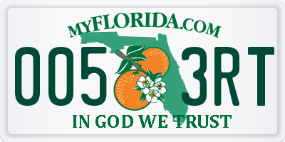 FL license plate 0053RT