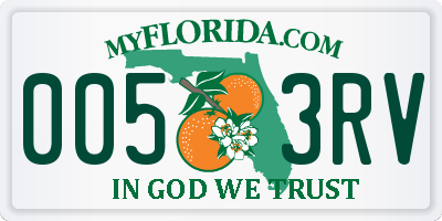 FL license plate 0053RV