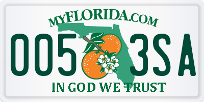FL license plate 0053SA