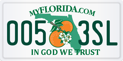 FL license plate 0053SL