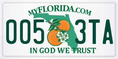 FL license plate 0053TA