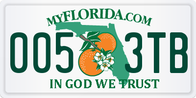 FL license plate 0053TB