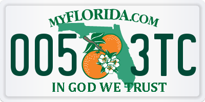 FL license plate 0053TC