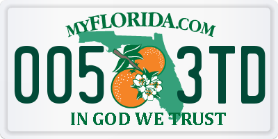 FL license plate 0053TD