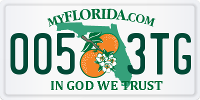 FL license plate 0053TG