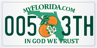 FL license plate 0053TH