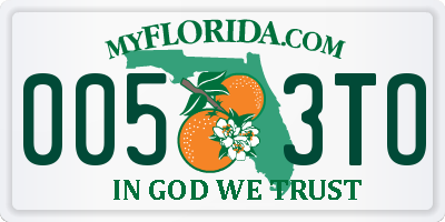 FL license plate 0053TO