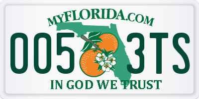 FL license plate 0053TS