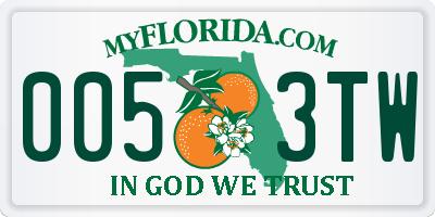 FL license plate 0053TW