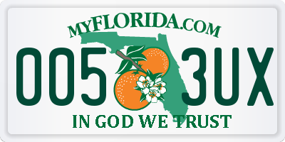 FL license plate 0053UX