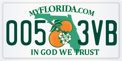 FL license plate 0053VB