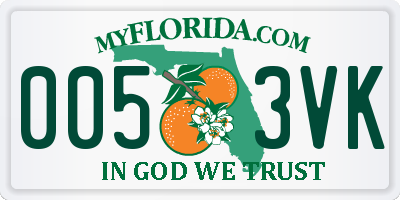 FL license plate 0053VK