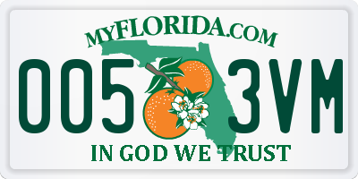 FL license plate 0053VM
