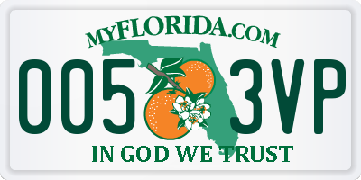 FL license plate 0053VP