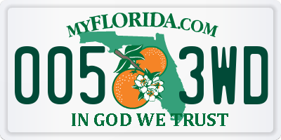 FL license plate 0053WD
