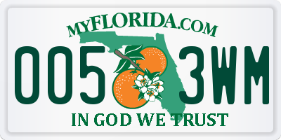 FL license plate 0053WM