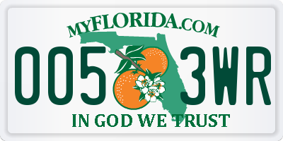 FL license plate 0053WR